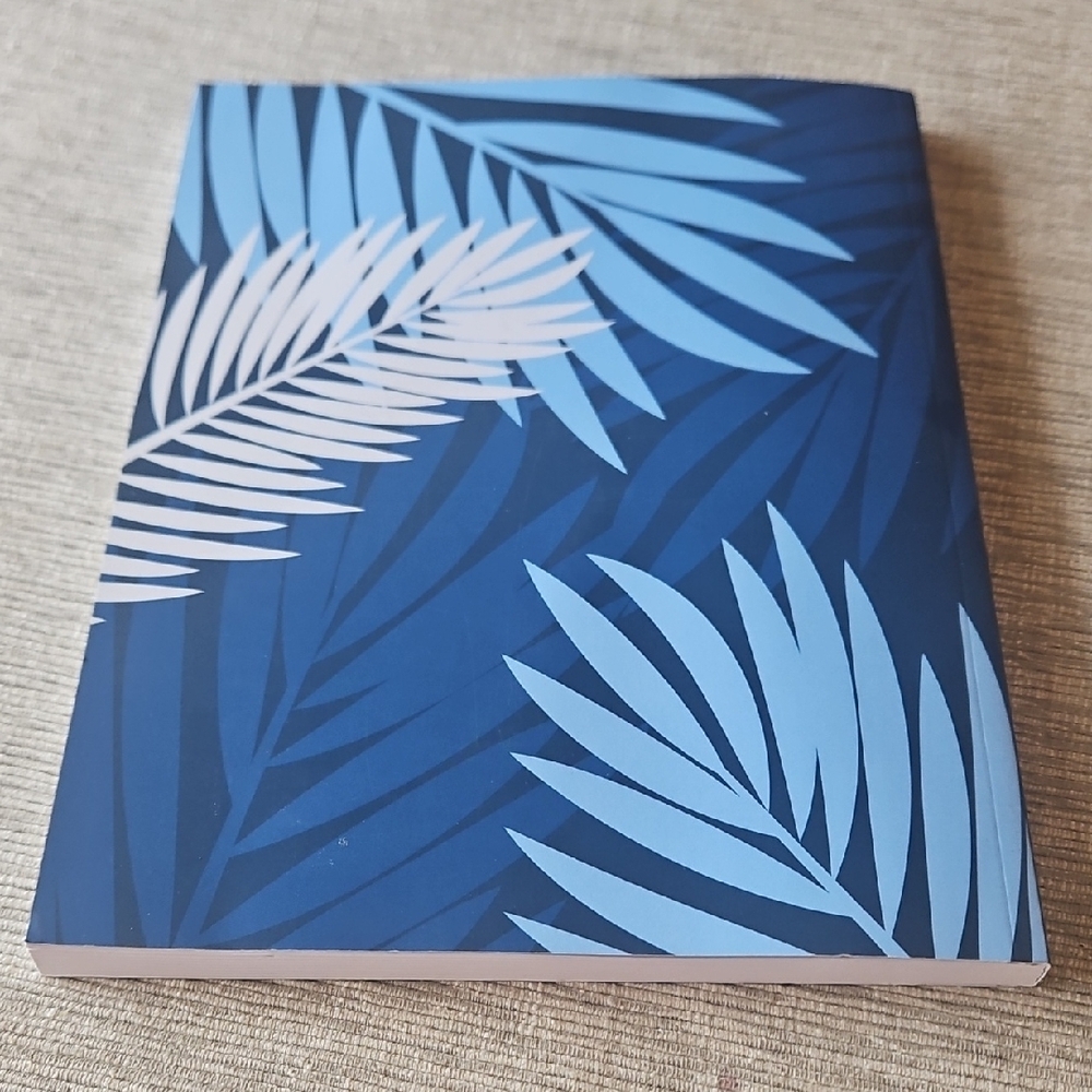 Blue & Light Blue Leaf Pattern Notebook w/ Sticker Design On Cover. - Picture 3 of 4